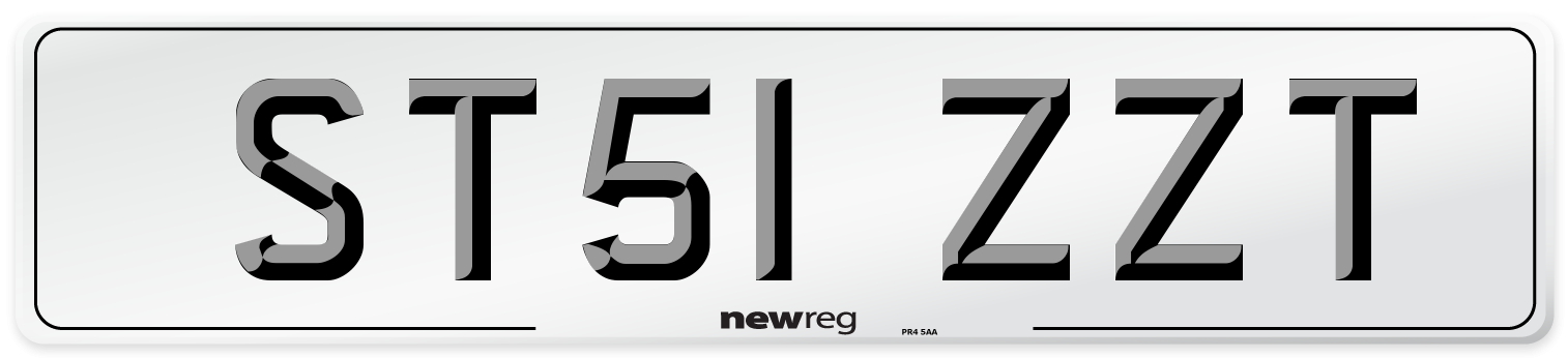 ST51 ZZT Number Plate from New Reg